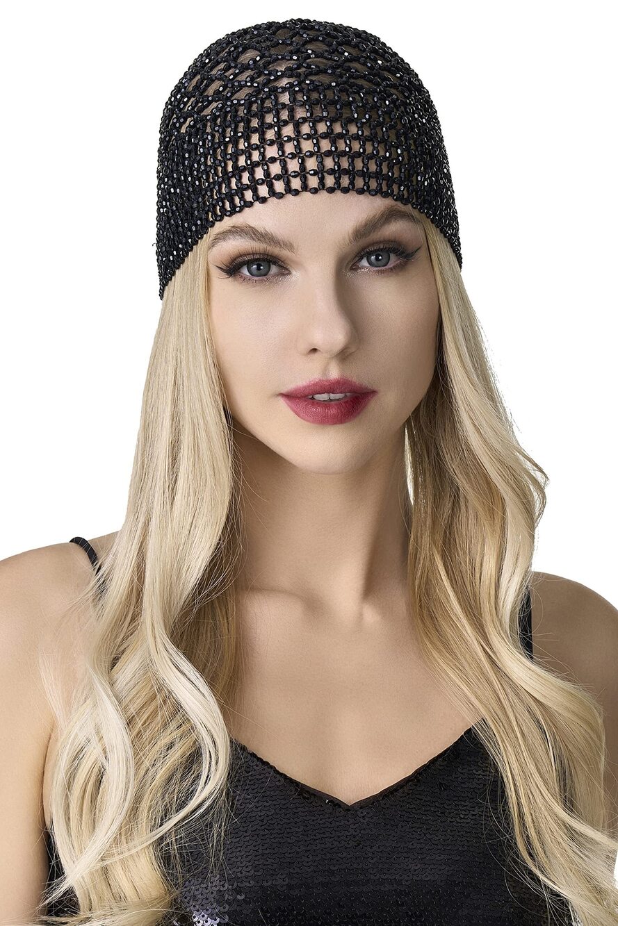 2745 1920s Beaded Cap Headpiece Belly Dance Cap Exotic Cleopatra Headpiece